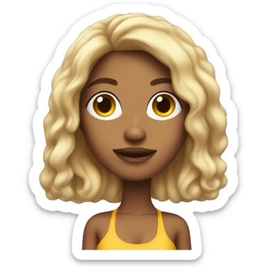 An attractive woman Latina colored with long hair and wearing a swimming bikini  sticker