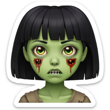 zombie girl straight hair with bangs short hair green skin and just an girl zombie sticker