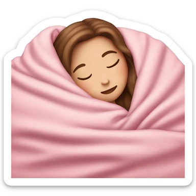 White girl with brown hair sleeping with pink blanket sticker