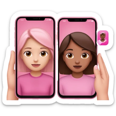 pink video call between 2 people on different phone sticker