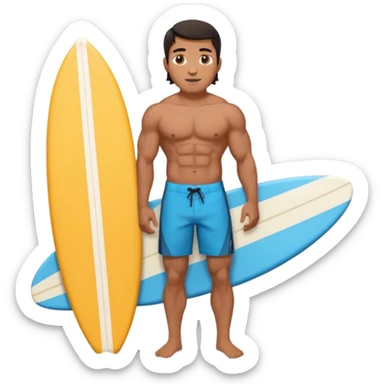Indo guy dark hair and big muscles pro surfer surfing sticker