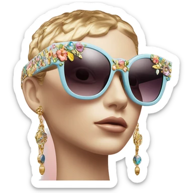 Dolce and Gabbana sunglasses with colourful pastel ornament and golden detais  sticker