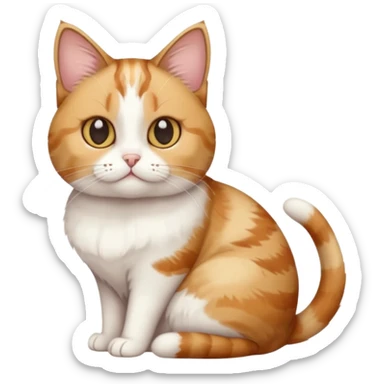 full body calico tabby + white cat with tiny head and fat body sticker