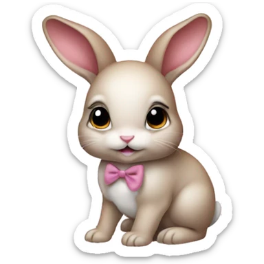 Baby bunny with coquette bow on ear sticker