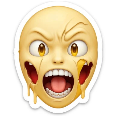 Yellow emoji face ripping it’s skin off with its hands screaming in horror sticker