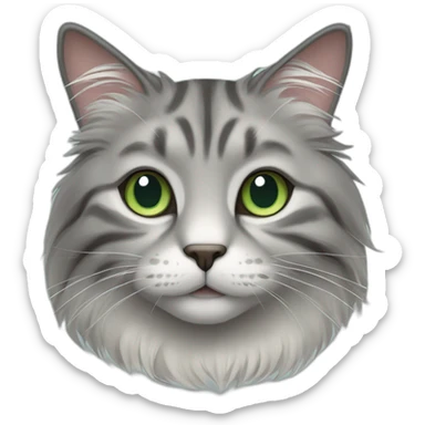 gray-blue-furred-green-eyed-happy-norwegian-forest-cat sticker