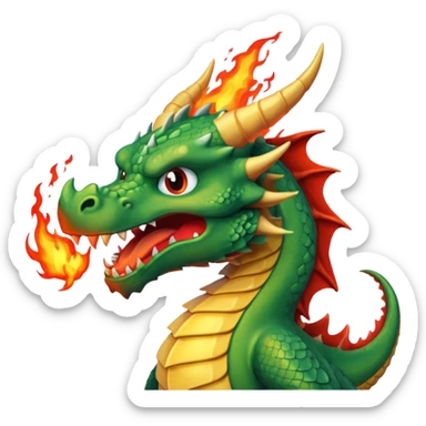 The big, angry dragon is breathing fire. sticker