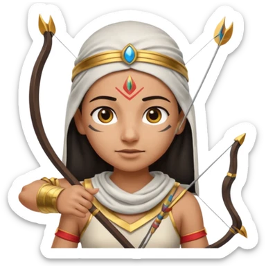 Emoji portrait of an Egyptian archer. Headcloth, bow and arrow, focused expression. sticker