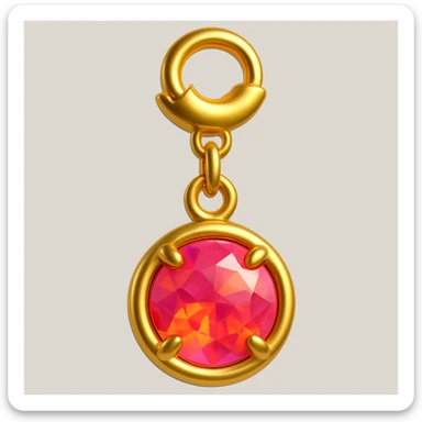 change the silver setting and jump ring to gold, keep the round cut pink fire opal and Y2K style, extreme close-up, 3D emoji style sticker