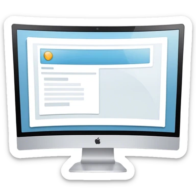 Create a professional emoji for UX/UI design. Show a curved monitor with 2 windows : one displaying white empty page, and the other showing the completed web interface. Use modern, professional colors. Do not include any emojis or smiley faces. Make the background transparent. sticker