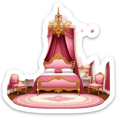 Reddish-pinkish and gold and white romantic vintage aesthetic room sticker