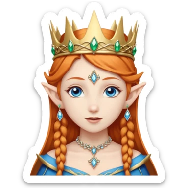 Hyper realistic forest elf mage queen fairy pale skin blue eyes ginger hair sticker
