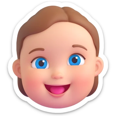baby girl with blue eyes, chubby cheeks and smiling, 3D emoji style sticker