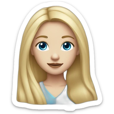 Young very light skin girl Blonde and straight hair with blue eyes sticker