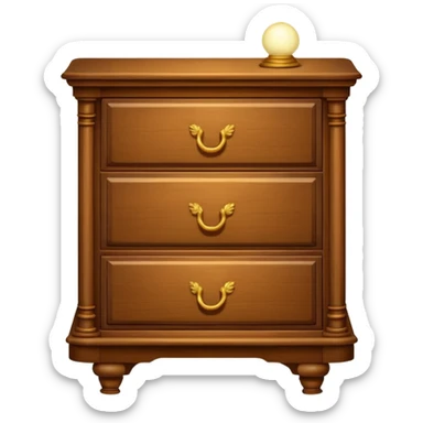 Cupboard-commode-drawer-night-bed-stand with a night lamp on  sticker