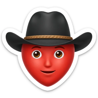 🫀ponle a este corazón un sombrero de vaquero color negro encima sticker