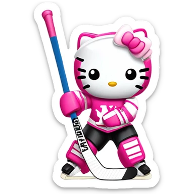 Pink hello kitty as a hockey goalie sticker