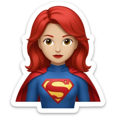 Una chica con pelo castaño medio pelirrojo con traje de superhéroe sticker