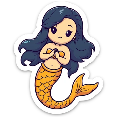 koi mermaid with tanned skin and long black hair sticker