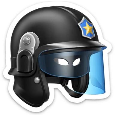 Police riot helmet with visor
 sticker