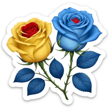 One Yellow 🌹 and one blue flower 🌹 on with red band  sticker