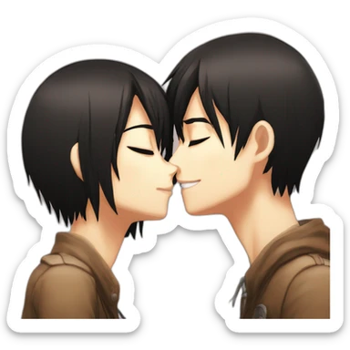 Mikasa Ackerman kissing Eren Yeager sticker