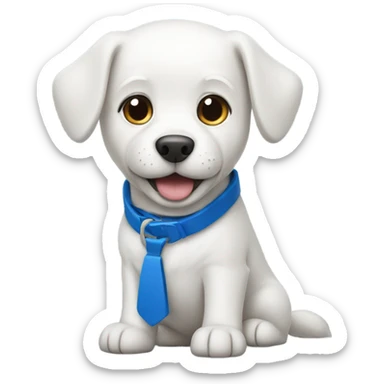 White dog with blue collar sticker