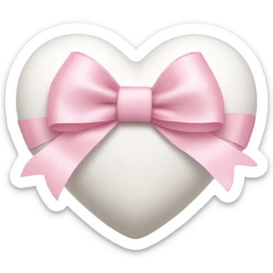 white heart with light pink ribbon bow sticker