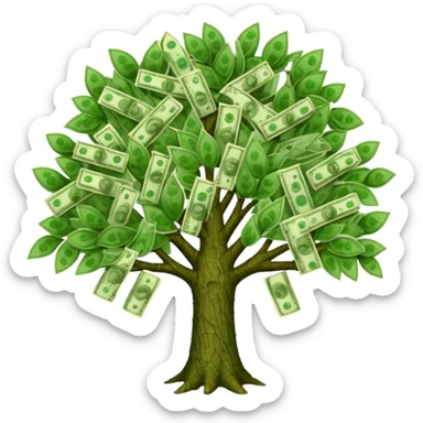 A tree with the leaves meaning money sticker