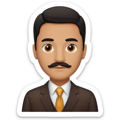 Jorge Palomino Y Cañedo with brown eyes, black hair and thin mustache, dark brown suit  sticker