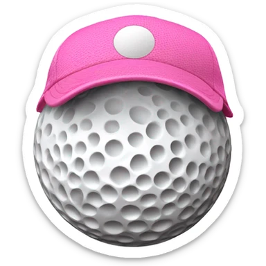 Golf ball with pink trucker hat sticker