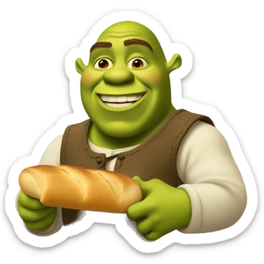 shrek with a a baguette sticker