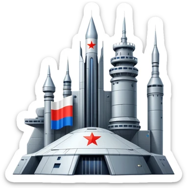 Enormous Russian space fortress with flag-inspired design elements sticker