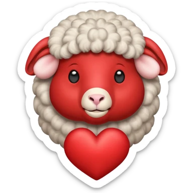 make an emoji with a red sheep. but make a sheep with a heart. but make it more animated like from animated movie and make it different from sheep you’ve made before  sticker