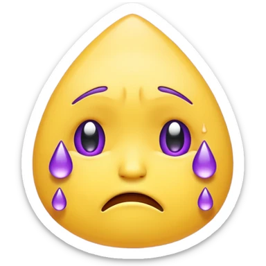 Yellow sad emoji crying purple tears sticker