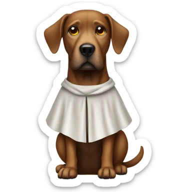 Brown dog wearing a costume from horror movie sticker