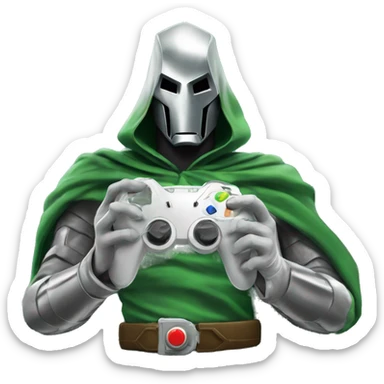 Doctor doom from marvel holding gaming controller in his hand  sticker