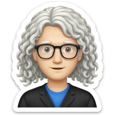 young pc tech guy with long curly white hair sticker