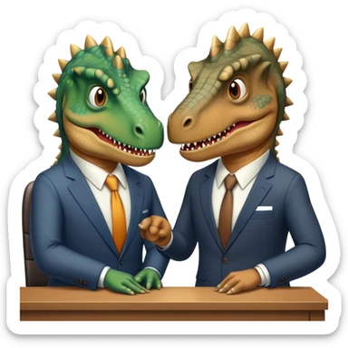 old dinosaurs working in an office sticker