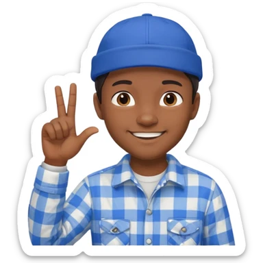 Emoji of a young man with dark hair, wearing a blue cap and a white flannel shirt, the young man is making a "like" gesture with his right hand sticker