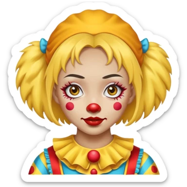 yellow kazakh girl with asian thin eyes and in clown outfit sticker