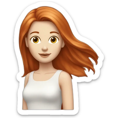 redhead white woman medium long straight hair, in love sticker