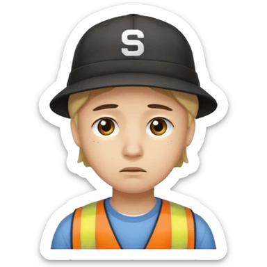 😔 emoji with ss hat sticker