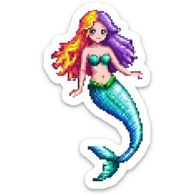 Mermaid with colorful tail sticker
