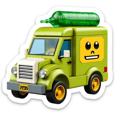 Heroic Lego SuperBug Ron’s toxic slime-oozing exterminator antique tall moving van hot rod(motto: We come You pay) sticker