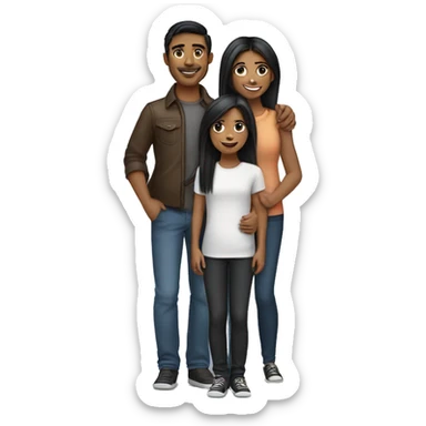 An emoji of a loving brother and sister, the sister being short with long straight hair, and the brother tall with black hair styled upward, broad shoulders, and both smiling warmly sticker