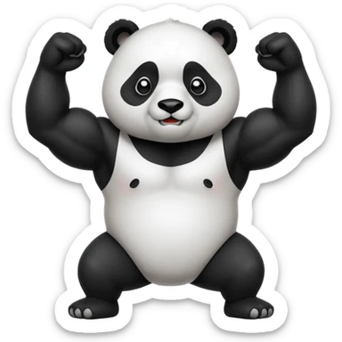 I want something like floppy bird but panda with muscles sticker