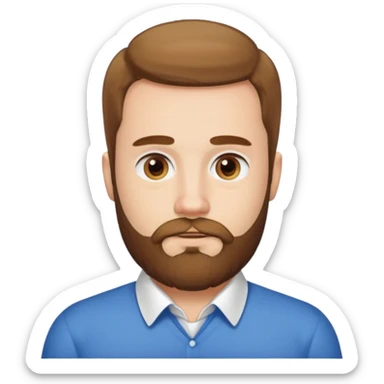 A white guy with coolers and white collar t shirt and the beard for him is at the chin area only sticker