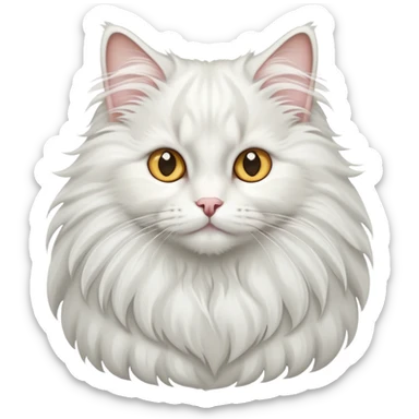 White Norwegian forest cat with long fluffy fur, bushy tail, large tufted ears and bright eyes sticker