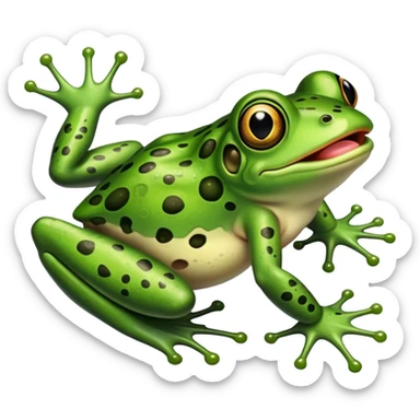 frog trying to catch a fly with tongue out and crossed eyes sticker